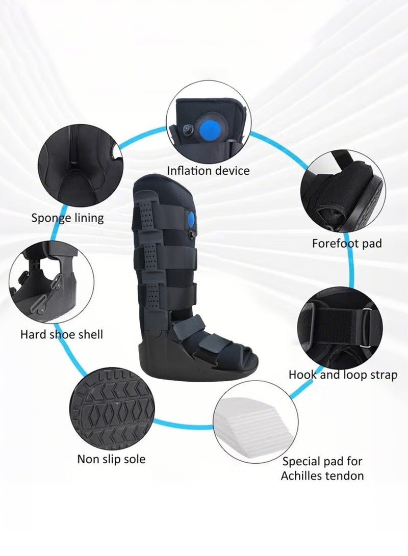 Noor Souq Tall Air Walker Boot, Inflatable Ankle Brace for Forefoot/Foot Injuries, Ankle Sprain & Foot Fracture Rehabilitation, Black High-Density Sponge - Image 2